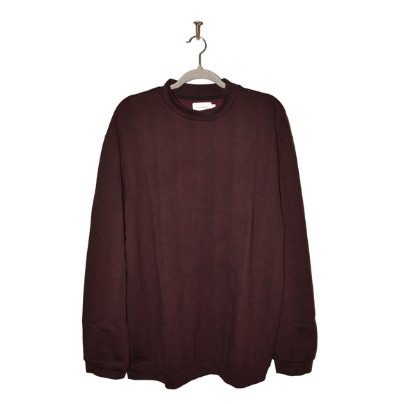 TOPMAN NEW $45 Burgundy Herringbone Long Sleeve‎ Pullover Sweater Men's Small - Picture 1 of 3